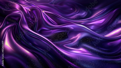 A close-up image of a smooth, silky purple satin fabric with a shimmering texture