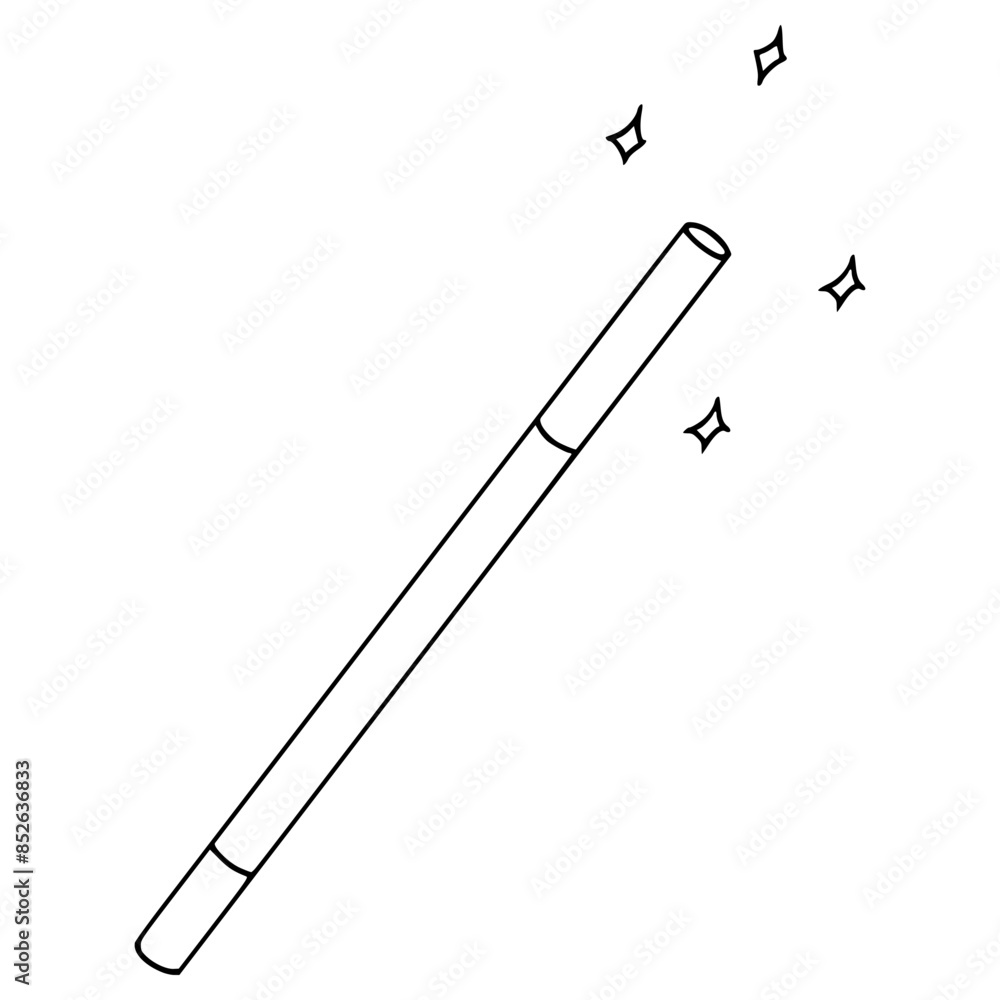 magic wand magician illustration hand drawn outline vector magic wand magician illustration hand drawn outline vector