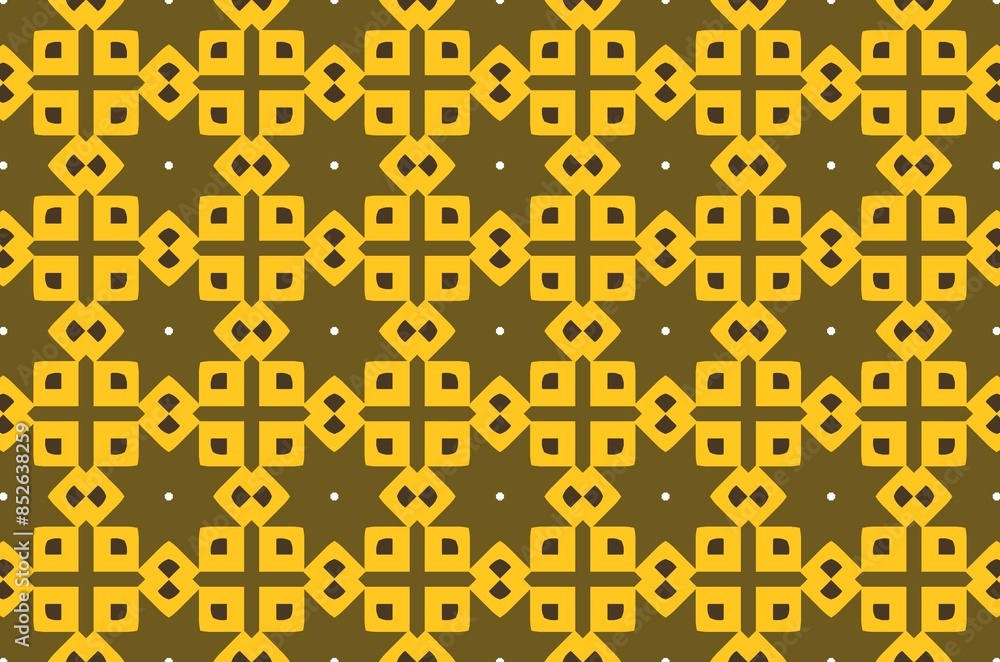 A pattern of yellow squares box and triangles on a brown background A pattern of yellow squares box and triangles on a brown background
