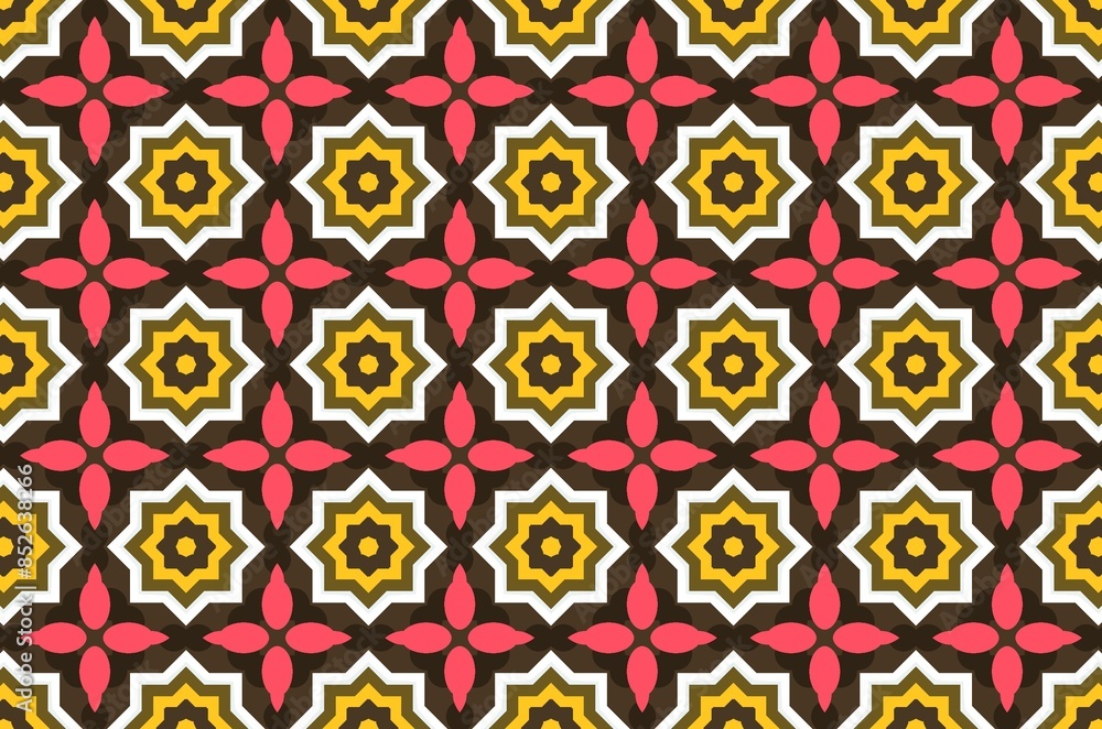 A patterned background with a pink and yellow design A patterned background with a pink and yellow design