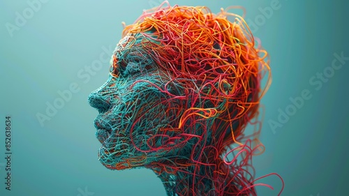 Colorful Abstract Digital Portrait of a Human Face