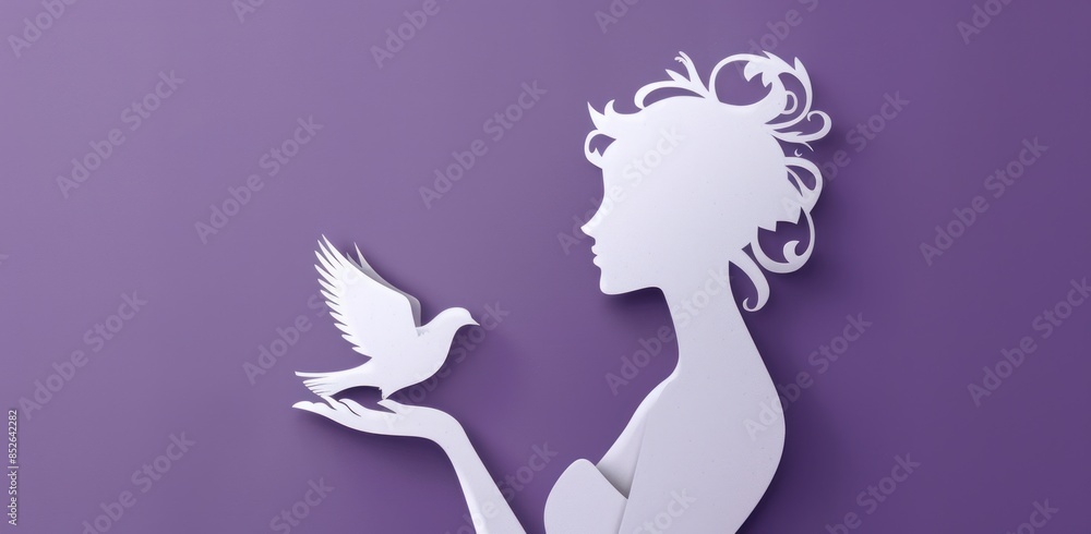 Serene Grace: A Woman in Harmony with Peaceful Doves in Minimalist Art - Generative ai Serene Grace: A Woman in Harmony with Peaceful Doves in Minimalist Art - Generative ai