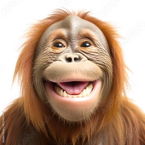 Adorable Small Bornean Orangutan isolated on a transparent background, png file, cut off bg, alpha canal