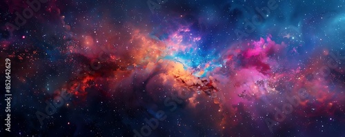 cosmic nebula and stars in the night sky photo