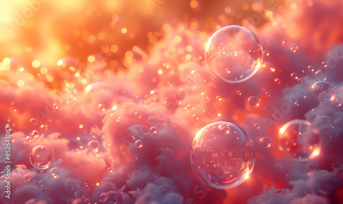 Wallpaper Mural abstract pink wallpaper with close up soap bubbles  Torontodigital.ca