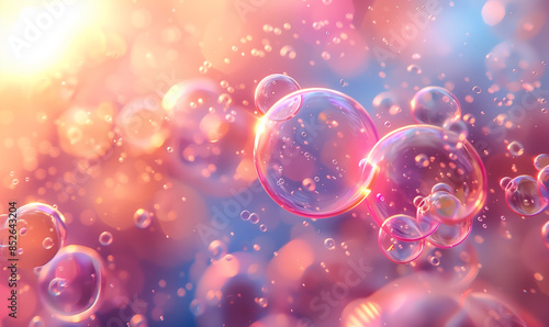 abstract pink wallpaper with close up soap bubbles 