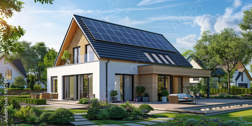 modern family house with solar panels