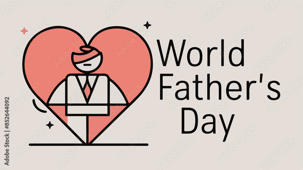 a man and a Child at a drawing that says world father's day. a man and a Child at a drawing that says world father's day.