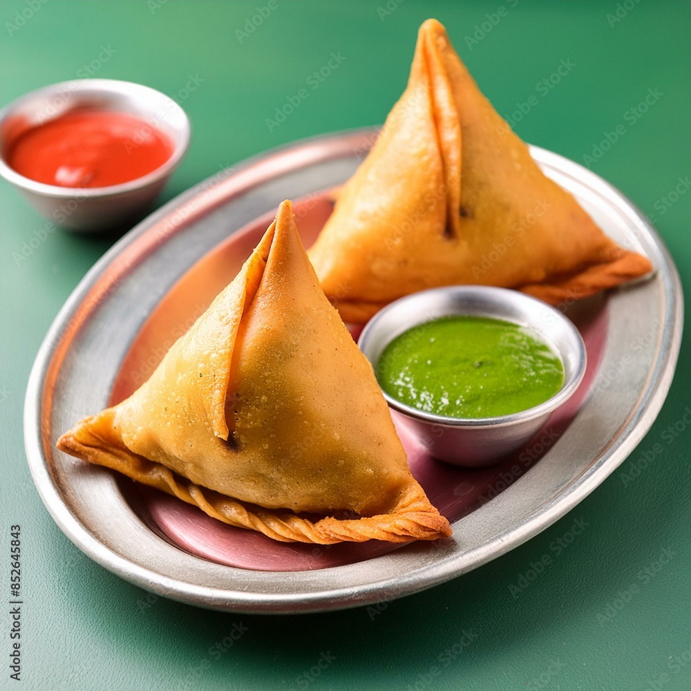 Indian street snack potato samosa or aloo samosa Indian street snack potato samosa or aloo samosa