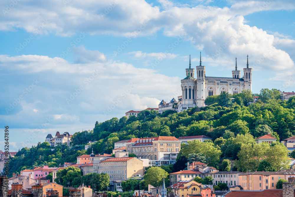 Basilica of Notre Dame of Fourvière, Landmark in Lyon, France Basilica of Notre Dame of Fourvière, Landmark in Lyon, France