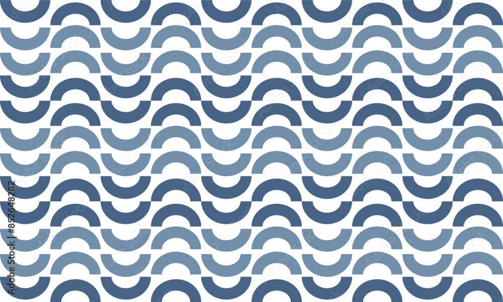 Gray, blue U curve wave repeat seamless pattern on white background, replete image design for fabric printing