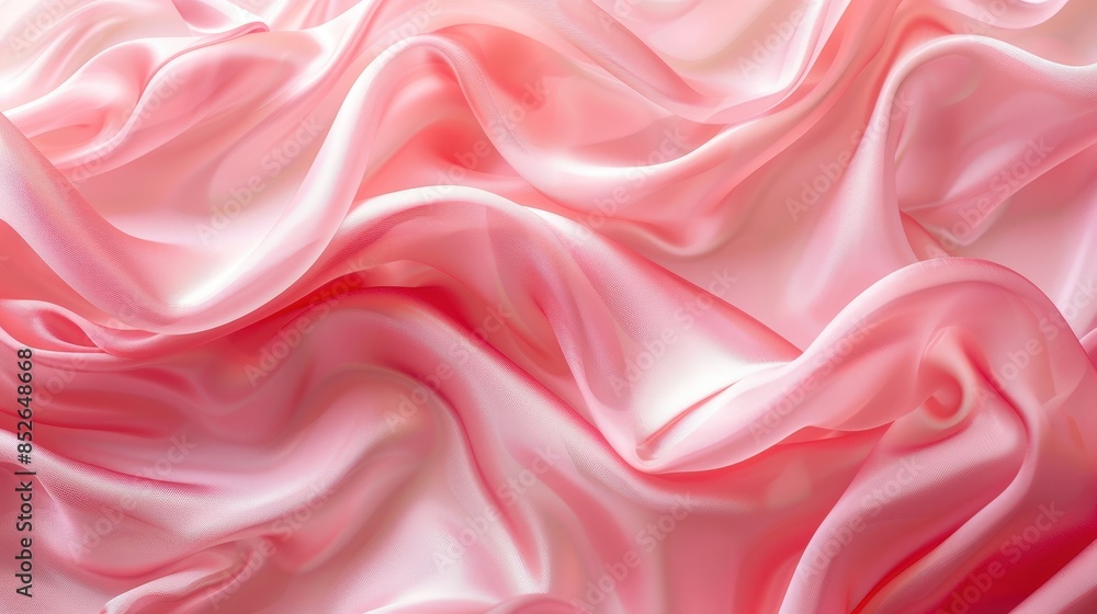 Obraz premium A close-up shot of pink satin fabric draped in soft folds, showcasing its luxurious texture and smooth sheen