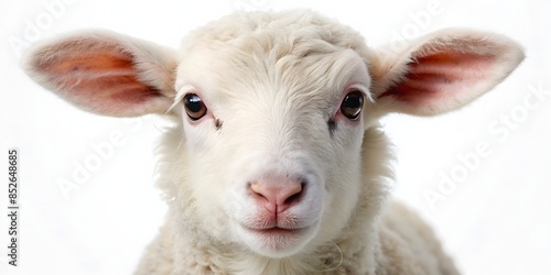 Portrait Of A Cute Lamb Looking At The Camera.