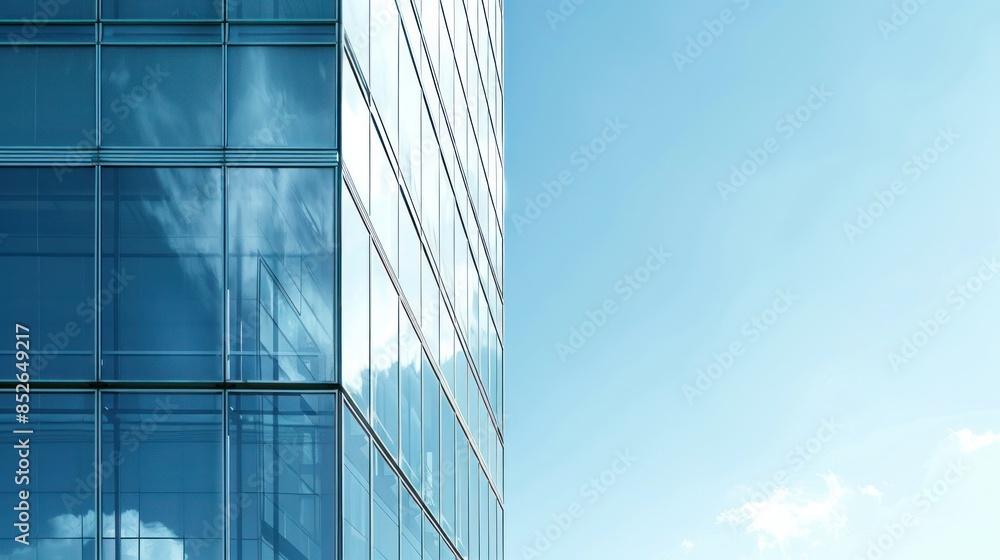A contemporary glass building reflecting the sky on a clear, sunny day, highlighting urban architecture. A contemporary glass building reflecting the sky on a clear, sunny day, highlighting urban architecture.