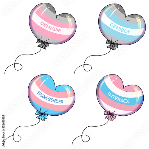set of colorful balloons about flag of genders 