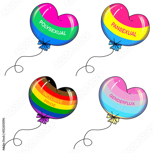 set of colorful balloons about flag of genders 