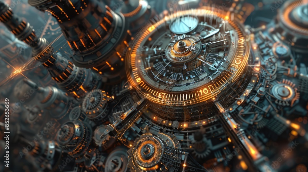 Abstract multi-dimensional clock with layers of time displayed. Abstract multi-dimensional clock with layers of time displayed.