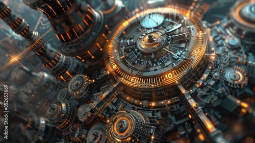 Wallpaper Mural Abstract multi-dimensional clock with layers of time displayed. Torontodigital.ca