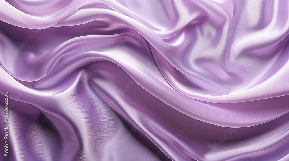 Fototapeta premium A close-up view of a soft, smooth, purple satin fabric draped and folded, showcasing its luxurious texture and sheen
