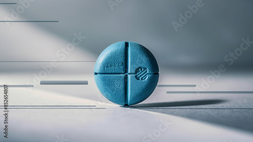 close-up photo of small, round, blue dizziness medication tablets