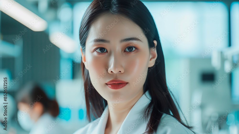 a young female scientist works in a biochemistry lab a young female scientist works in a biochemistry lab