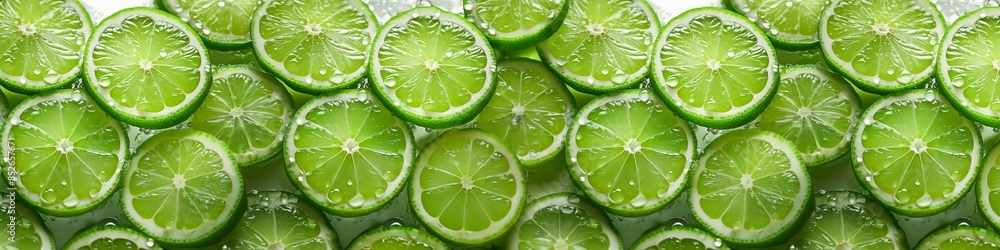 A close up of green limes with a white background A close up of green limes with a white background