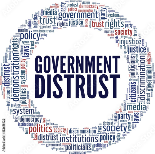 Government Distrust word cloud conceptual design isolated on white background.