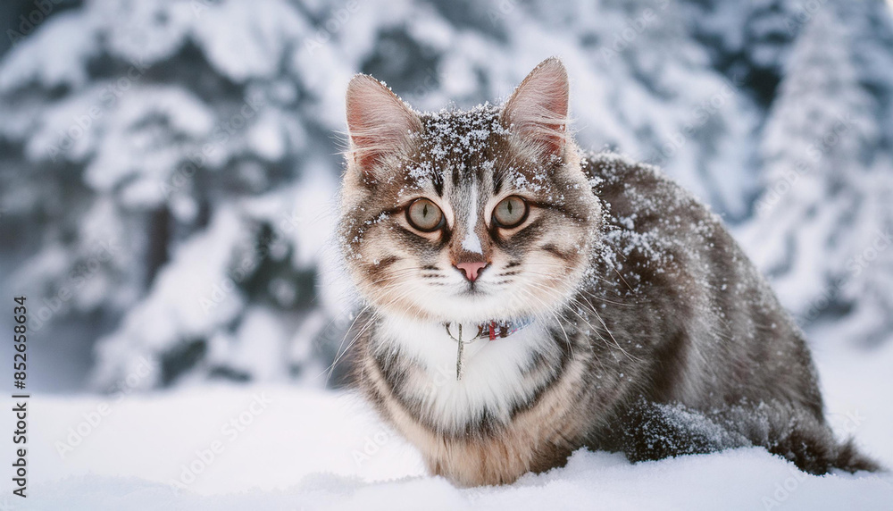 cat in snow cat in snow