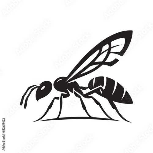 vector silhouette black ant on a white background