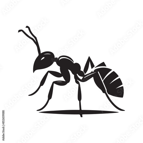 vector silhouette black ant on a white background