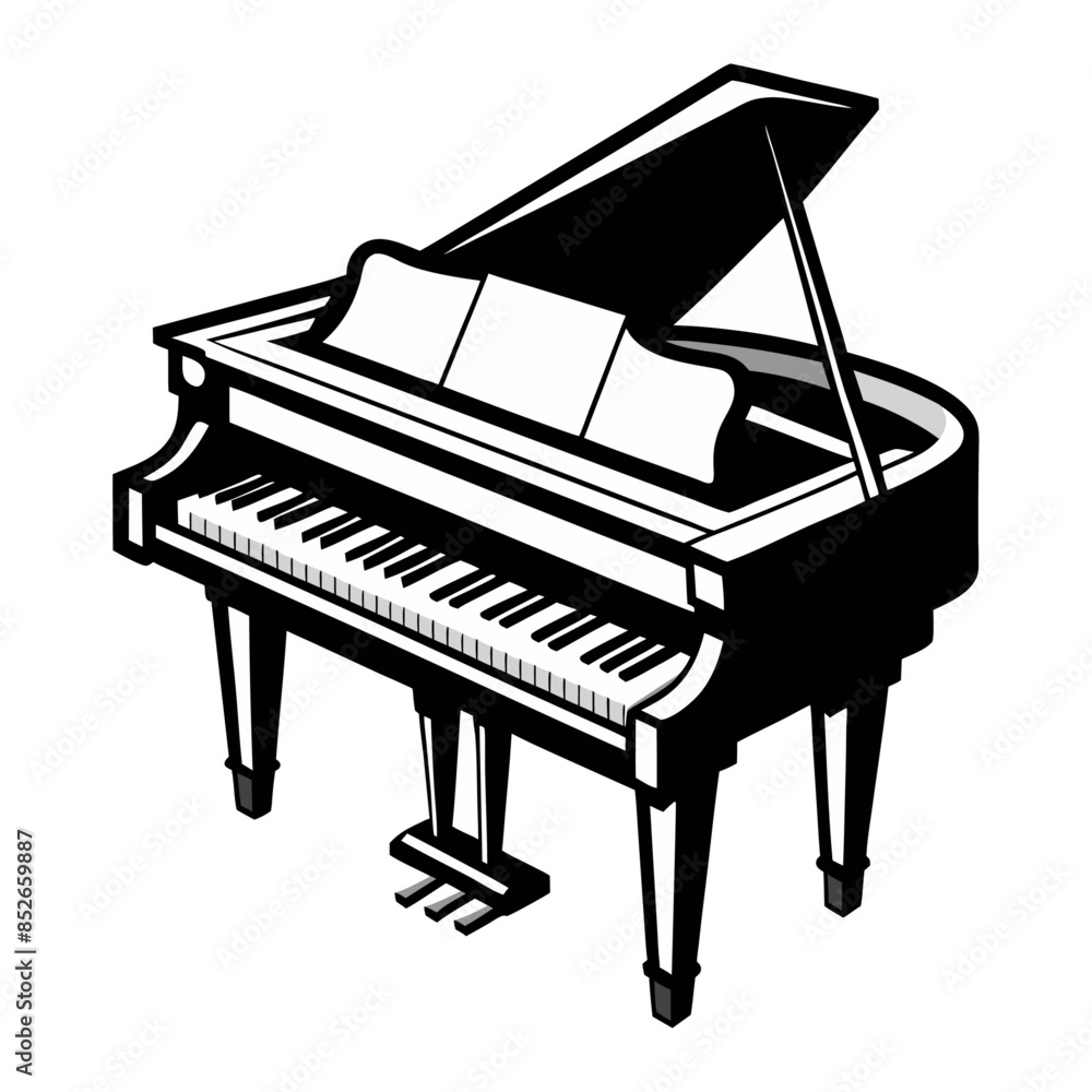 grand piano, grand piano and music notes, vector lustration of-a piano in black outline, grand piano, grand piano and music notes, vector lustration of-a piano in black outline,