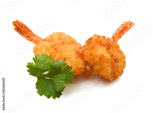 Photography Stack butterfly shrimps on white background