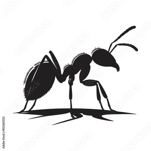 vector silhouette black ant on a white background