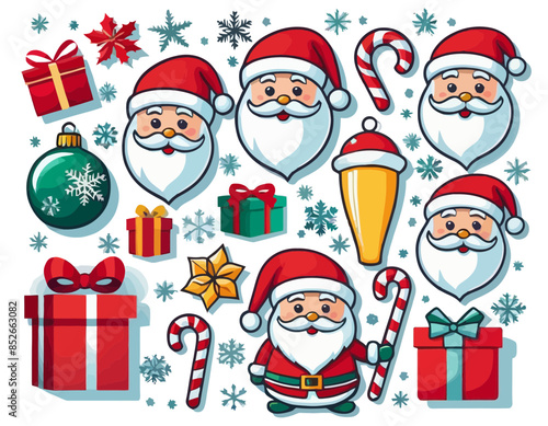 Christmas stickers and icons, vector, wektory, 