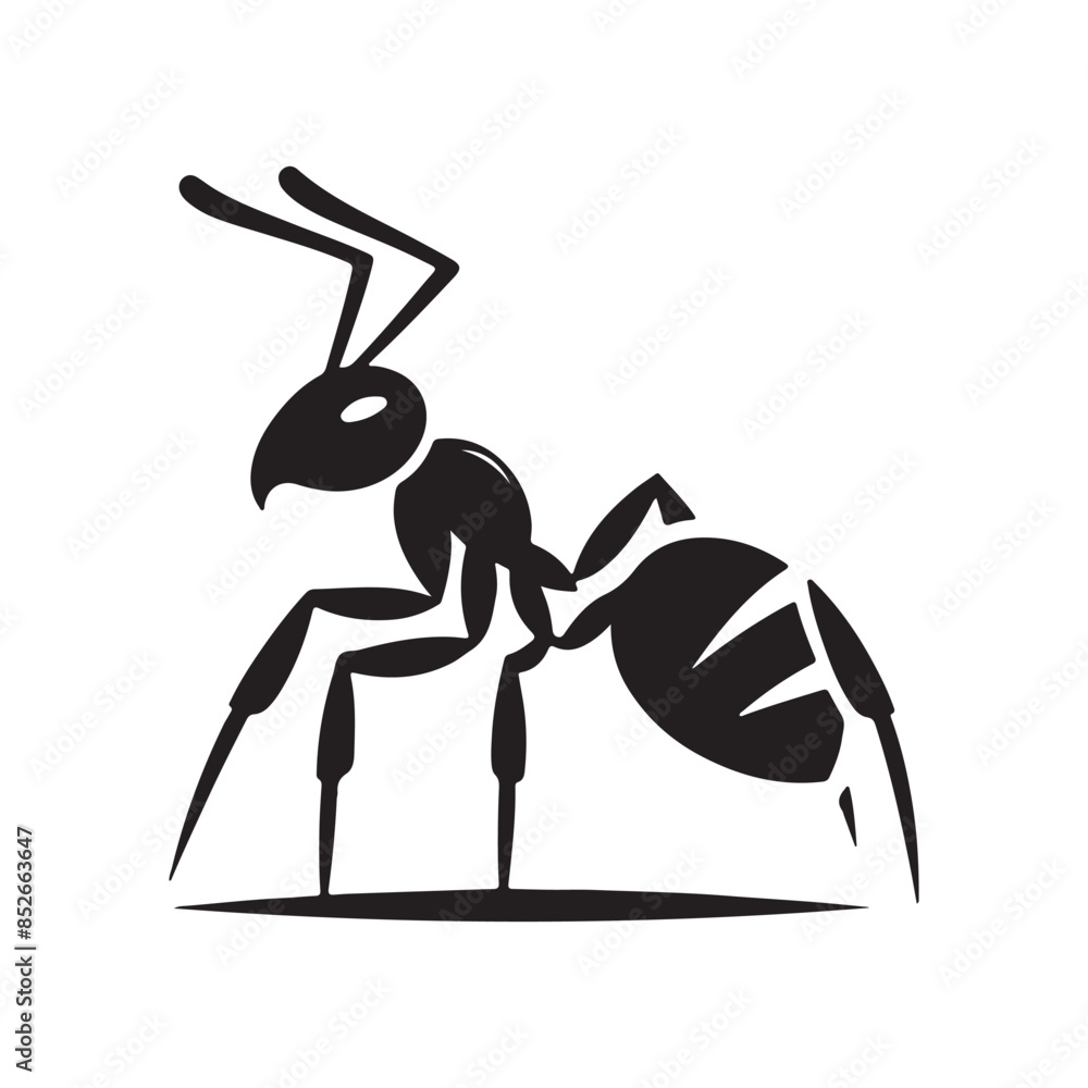 Fototapeta premium vector silhouette black ant on a white background