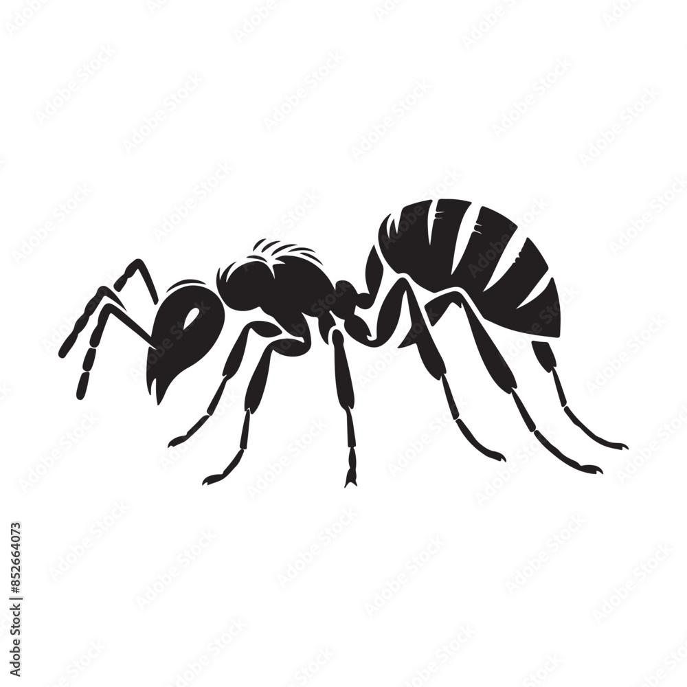 Fototapeta premium vector silhouette black ant on a white background