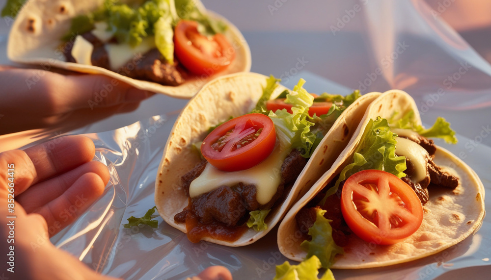 Tasty Beef Tacos with Cheese Lettuce and Tomato Tasty Beef Tacos with Cheese Lettuce and Tomato