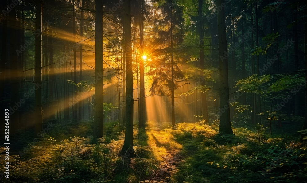 Fototapeta premium Sunlight filtering through trees