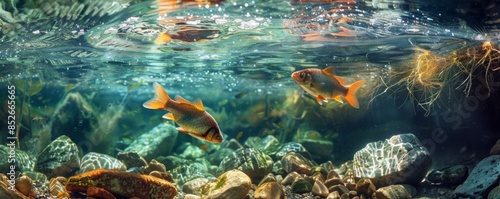 Clear water with fish swimming