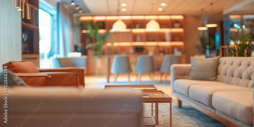 Obraz premium blur corporate business office background, Blurred glass wall of modern business office building at the business centre