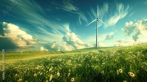 Wind turbine in the rural landscape a sustainable energy option