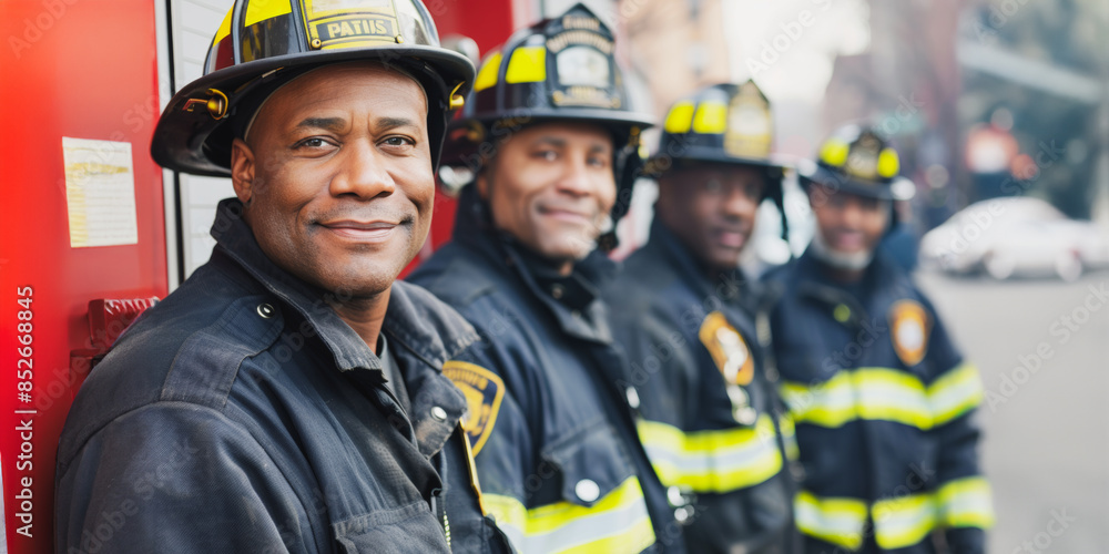 Group of firefighters in action gear Group of firefighters in action gear