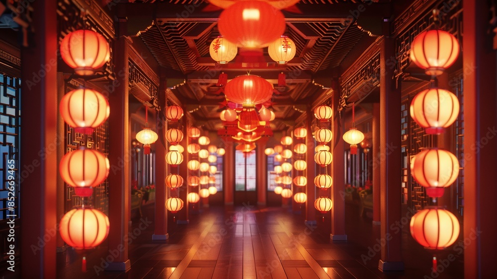 Chinese Ancient Courtyard Festive Lantern Background Chinese Ancient Courtyard Festive Lantern Background
