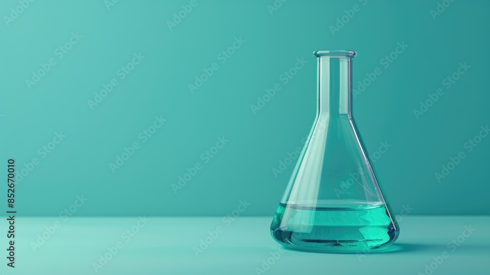 Laboratory flask with blue liquid on gradient background Laboratory flask with blue liquid on gradient background