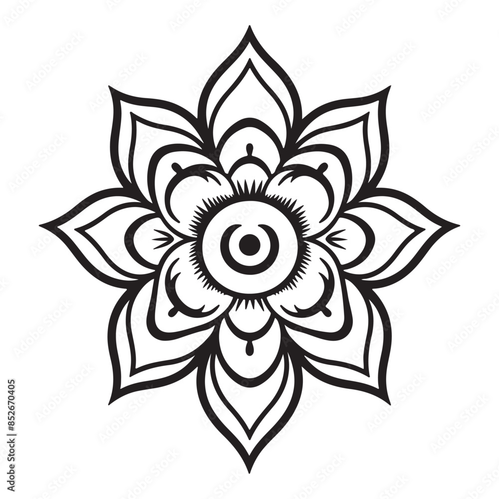 Flat simple flower icon design, black vector illustration on white background Flat simple flower icon design, black vector illustration on white background