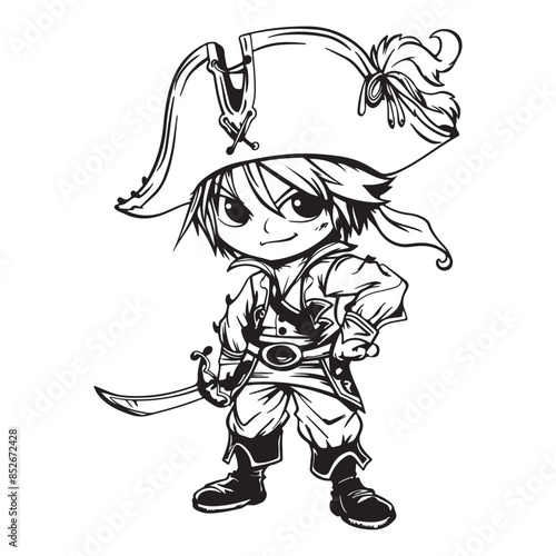 Pirate scribble icon design, black vector illustration on white background