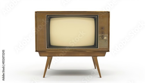 vintage retro tv television with blank screen isolated on white background digital illustration