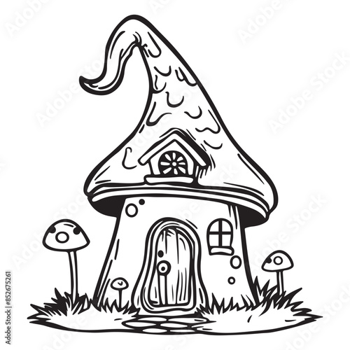 Simple gnome house icon, black vector illustration on white background