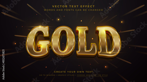 Luxurious Golden 3D Text Effect, Vector graphic style