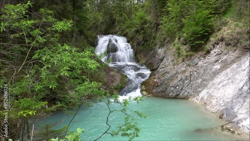 Der Wasserfall Obernachkanal bei Wallgau in Bayern  photo